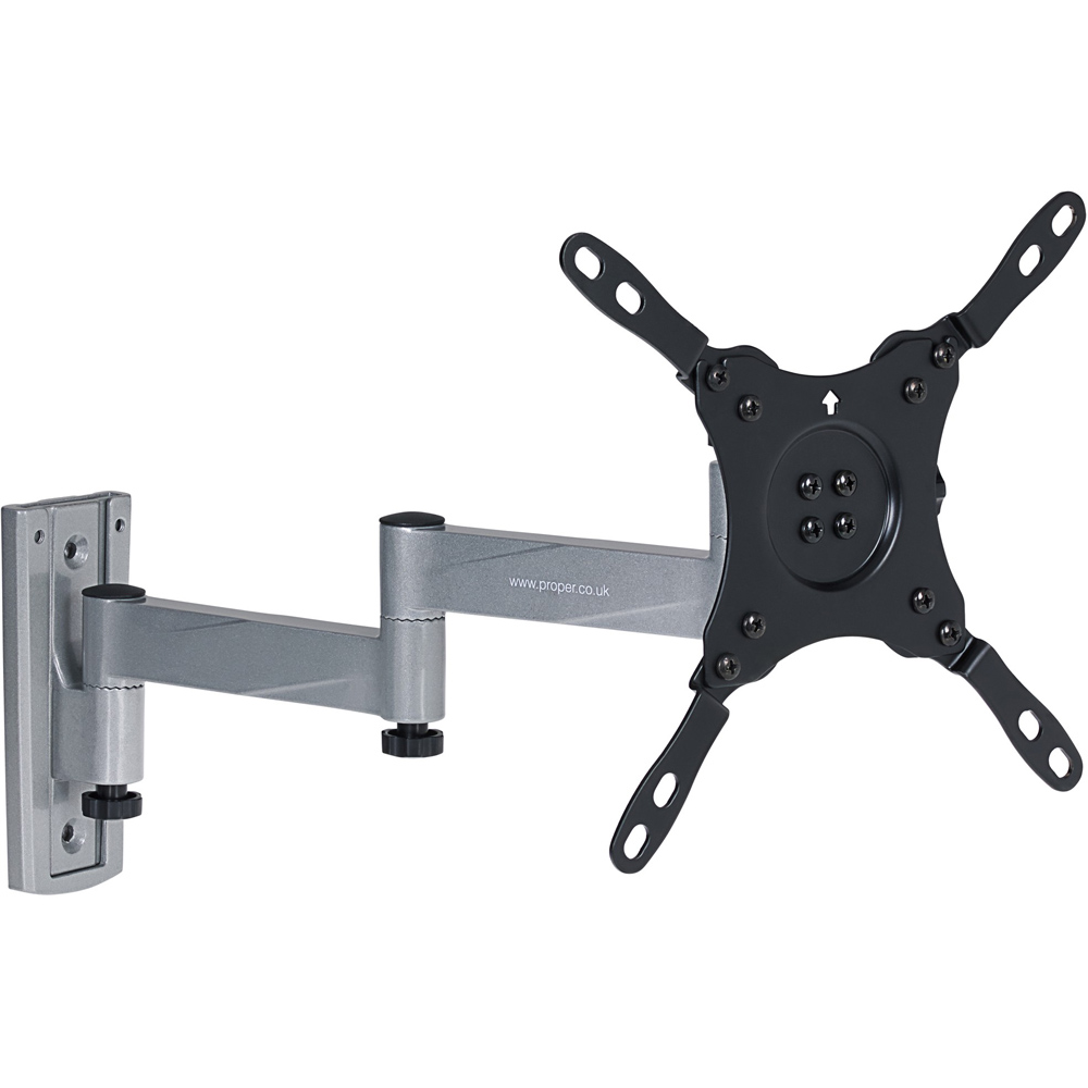 ProperAV Silver 13 to 43 Inch Lockable Swing Arm Aluminium TV Bracket | Homebase