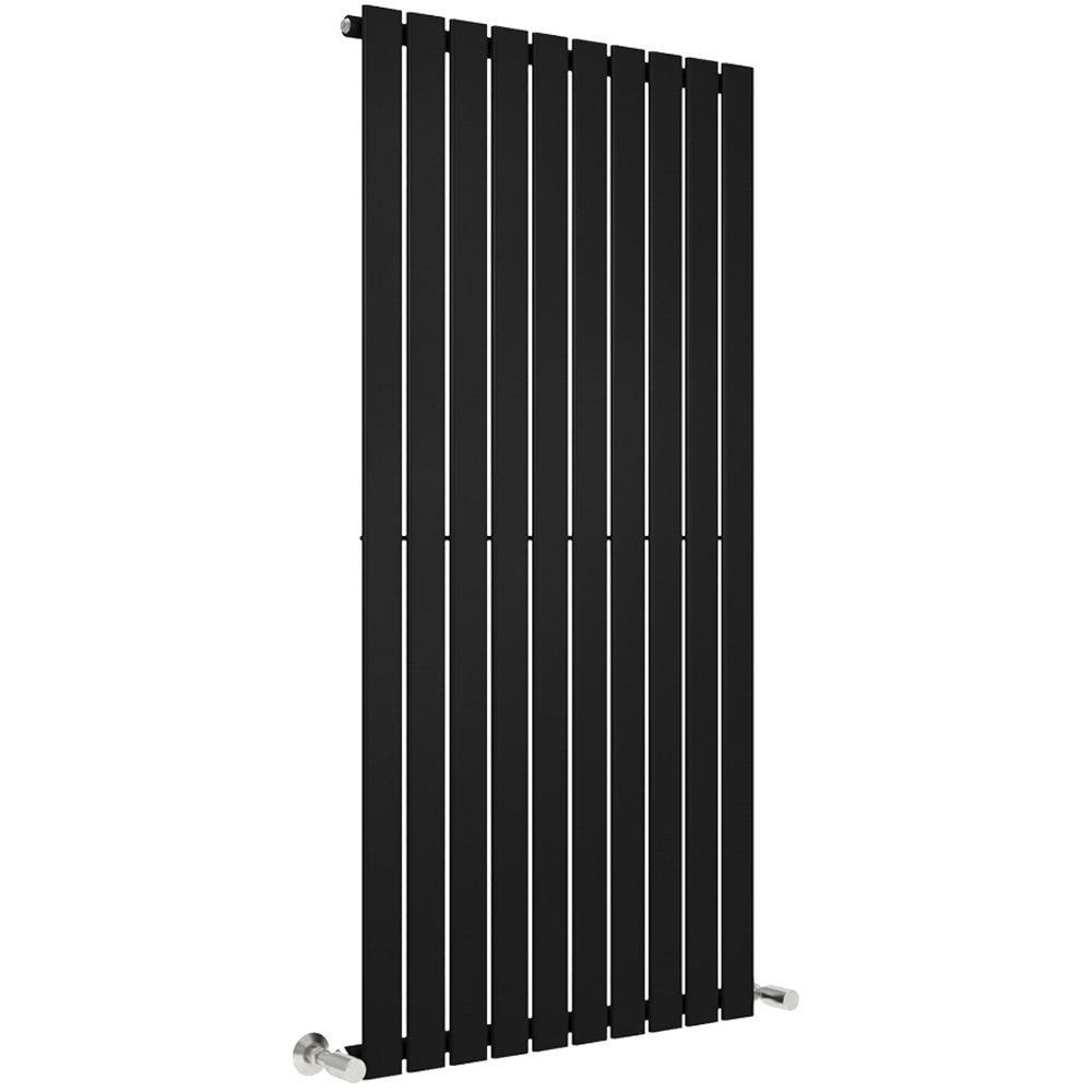 Black 4402 BTU Single Flat Panel Vertical Column Radiator 1600 x 680mm ...