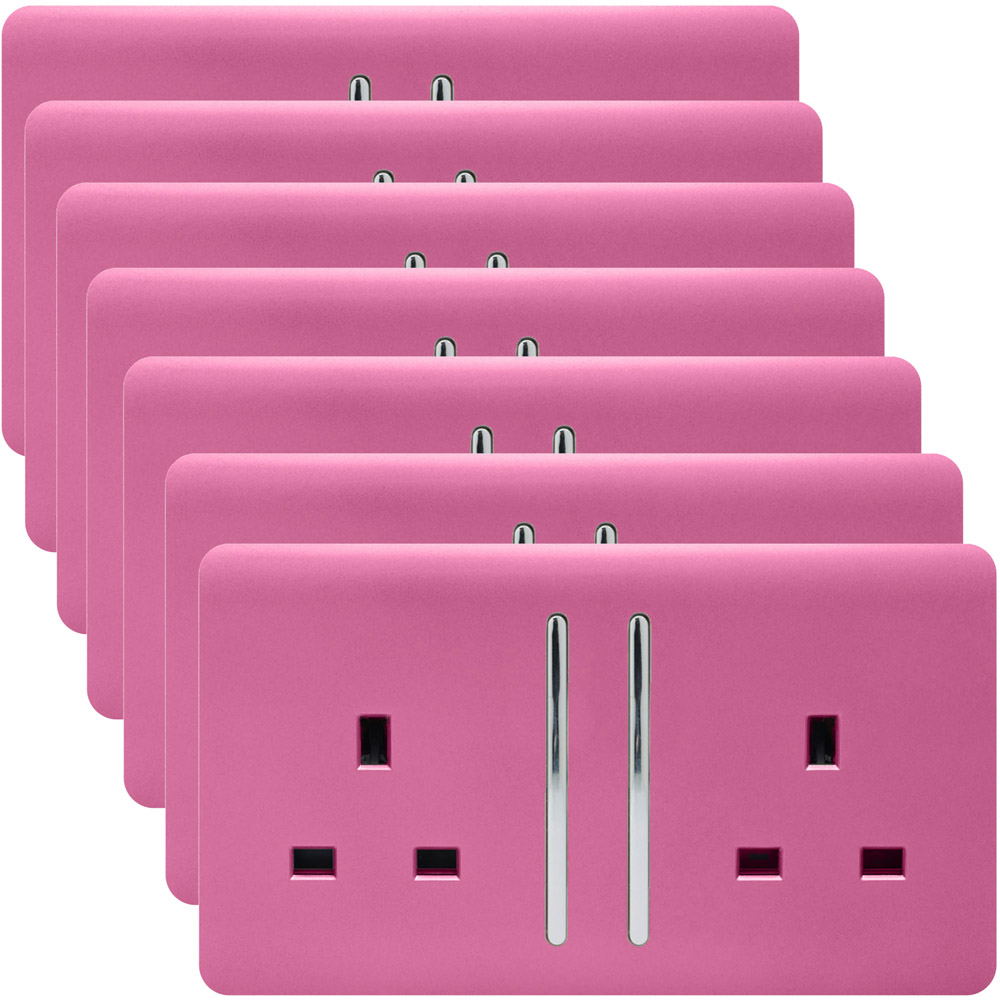 Pink Switch Can Trendi Switch 2 Gang Long Switch Candy Pink Plug Socket 7 Pack | Homebase