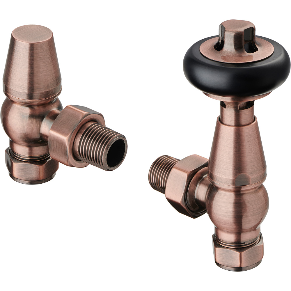 Terma Traditional Antique Copper Angled Thermostatic Radiator Valve ...