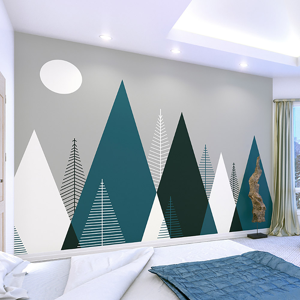 Origin Murals Graphic Mountains Multicolour Wall Mural Price Comparisons | Compare The Build