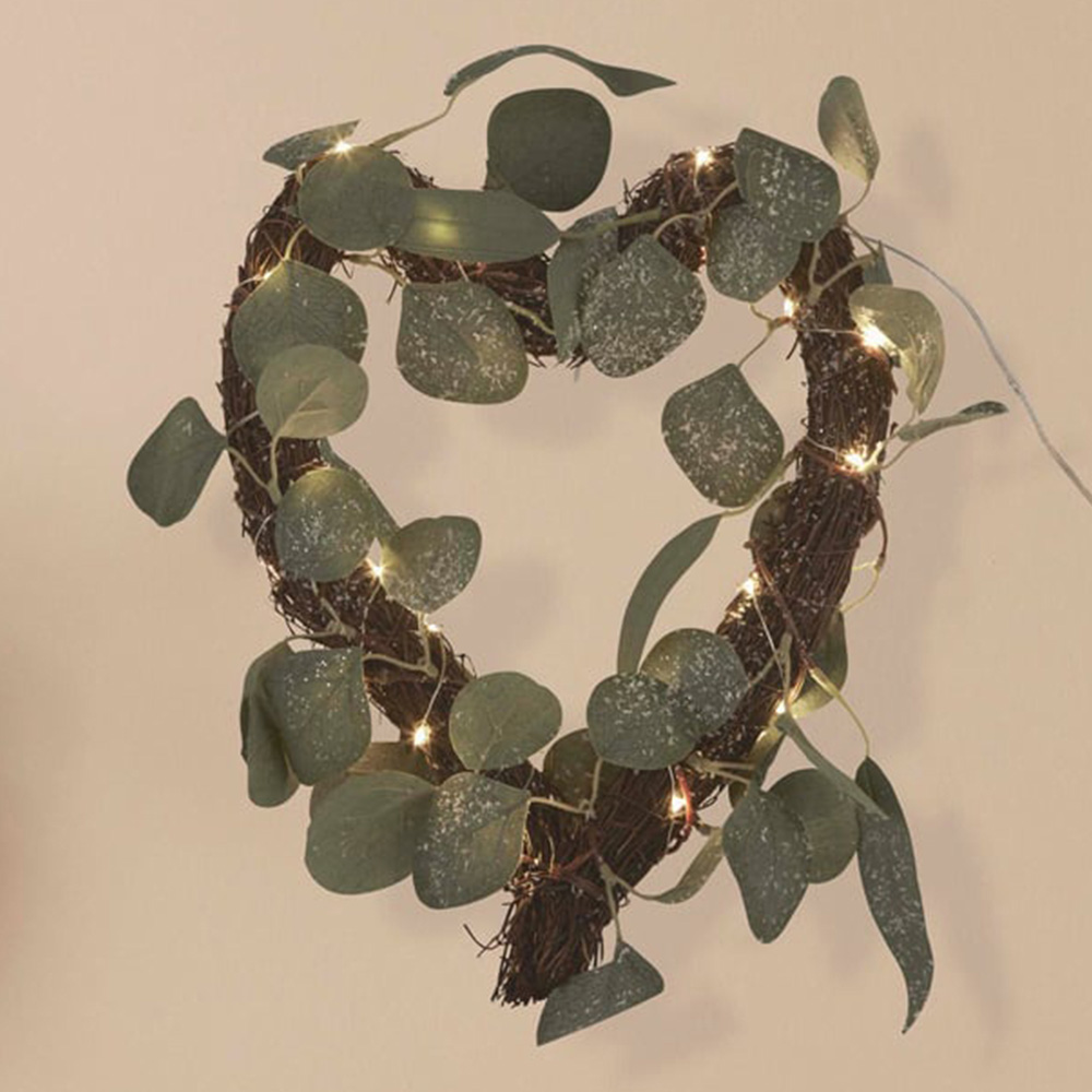 Solar Rattan Heart Lighting Collection Rattan Heart with Leaf | Homebase
