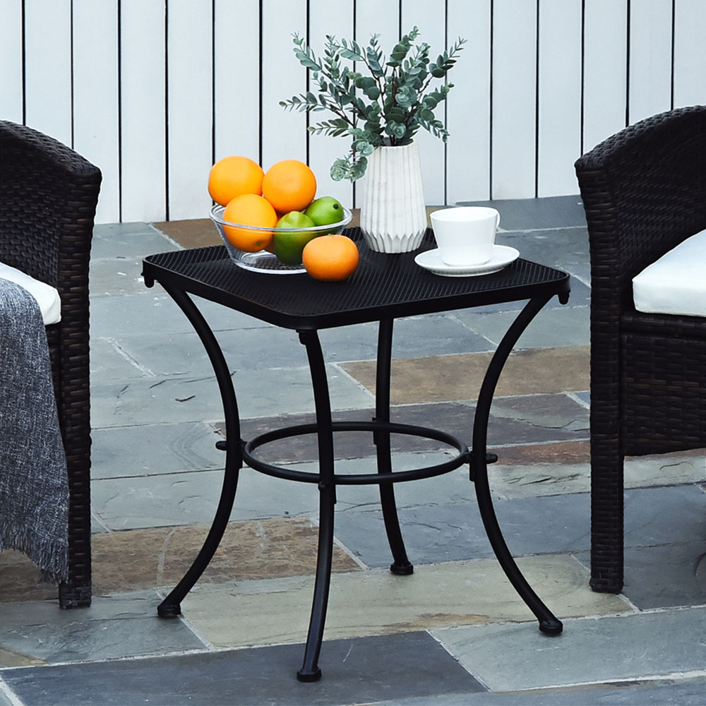 Outsunny Black Metal Square Outdoor Bistro Table | Homebase