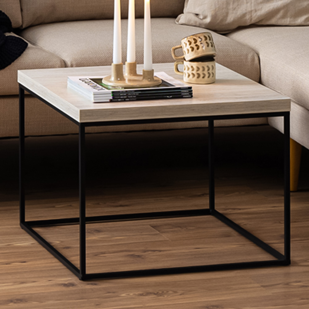Florence Barossa Travertine Rough Paper Top Square Coffee Table | Homebase