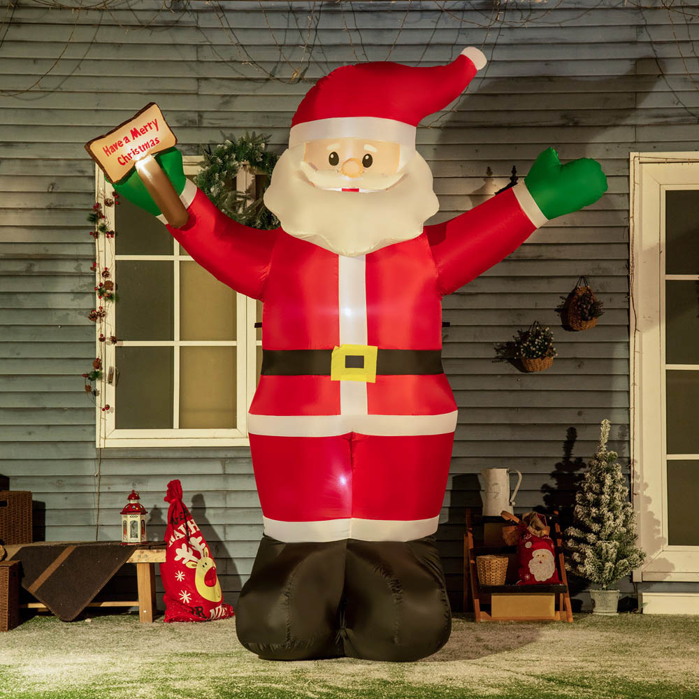 Everglow Light Red Inflatable Christmas Santa Claus 8ft | Homebase