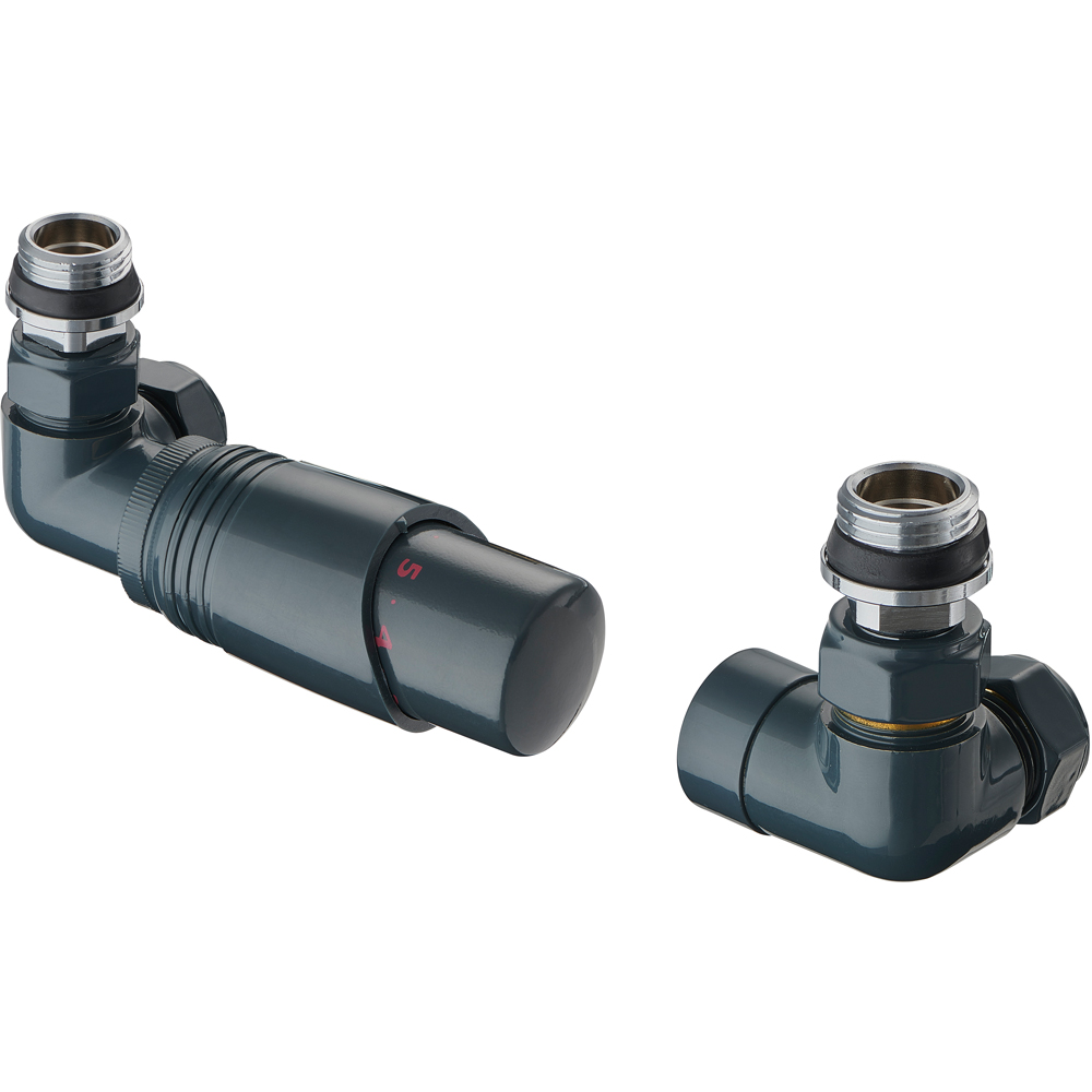 Cylindrical Radiator System Terma Cylindrical Anthracite 3-Axis Thermostatic Radiator Valve and ...