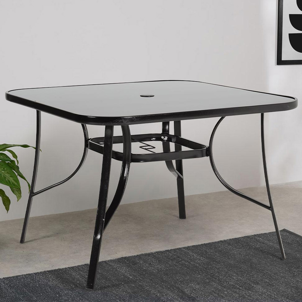 Living and Home Glass 4 Seater Square Garden Dining Table | Homebase