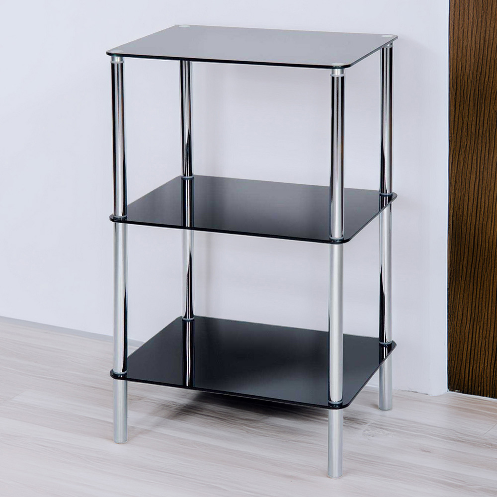 Sierra 3 Tier Square Shelving Unit Black | Homebase
