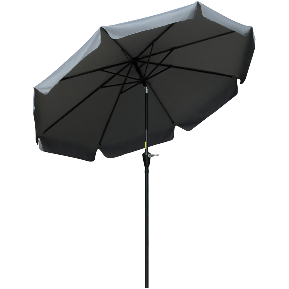 Outsunny Charcoal Grey Crank and Tilt Parasol with Ruffles 2.66m Price Comparisons | Compare The Build