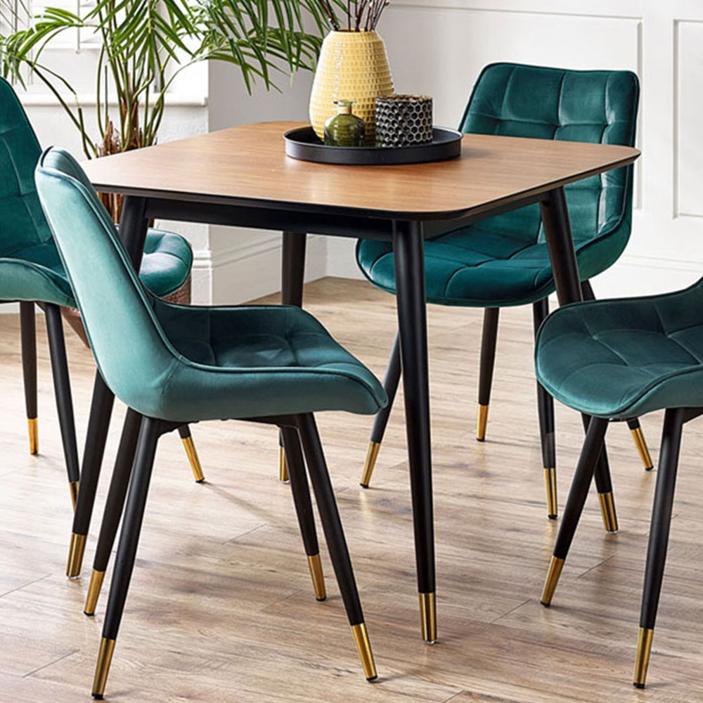 Julian Bowen Findlay 4 Seater Square Dining Table Walnut and Black ...