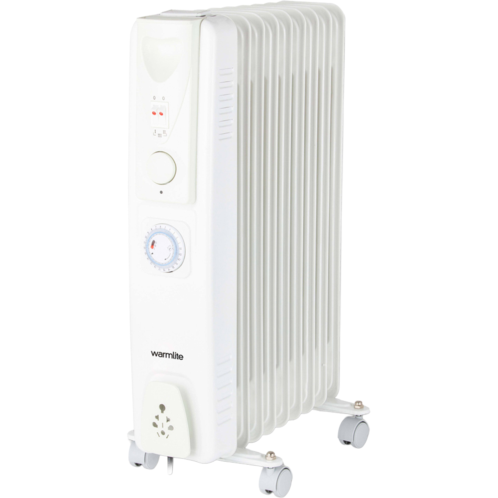 Wrmastyle Radiators Warmlite 9 Fin White Oil Filled Radiator with Adjustable Thermostat ...