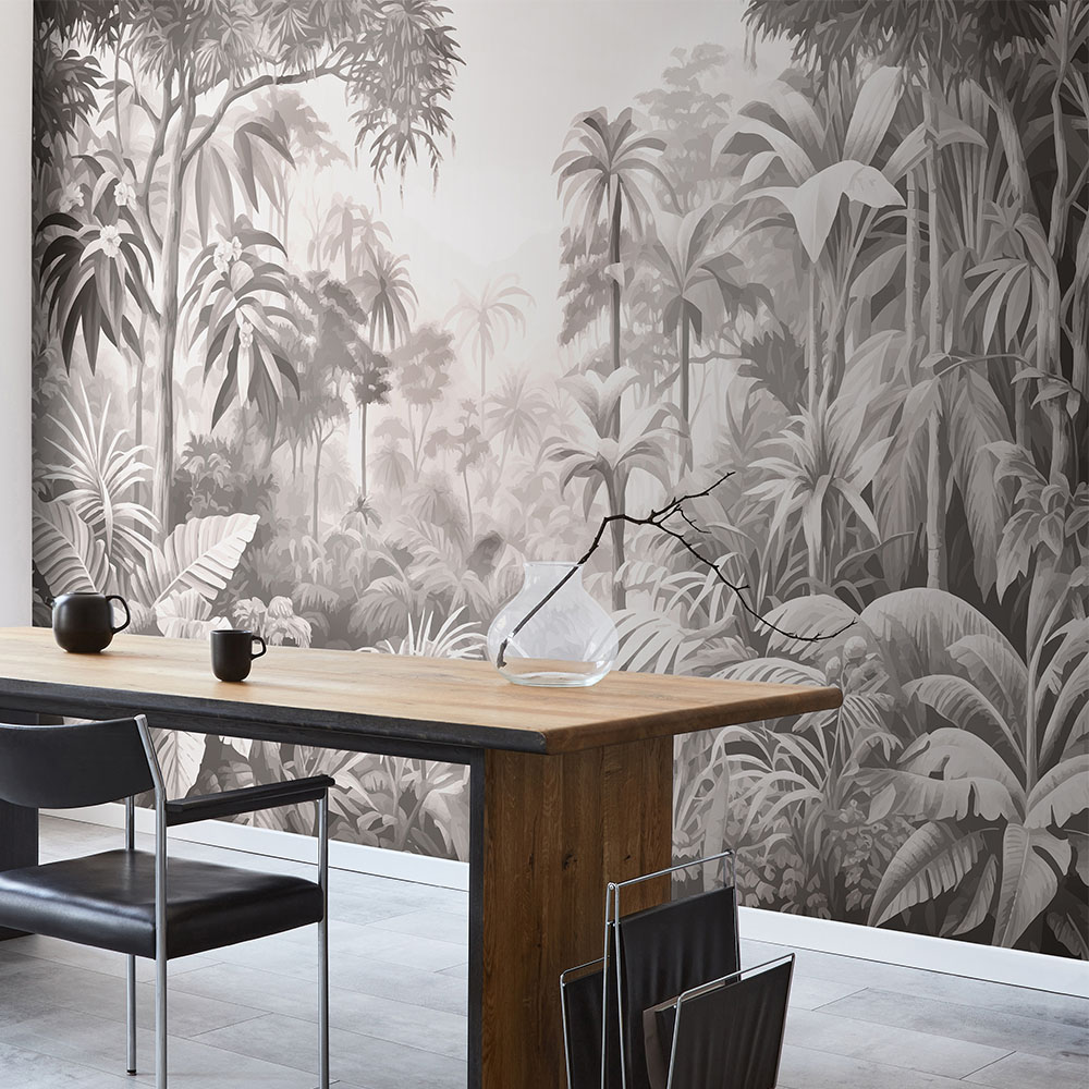 Origin Murals Jungle Trees Black Wall Mural | Homebase