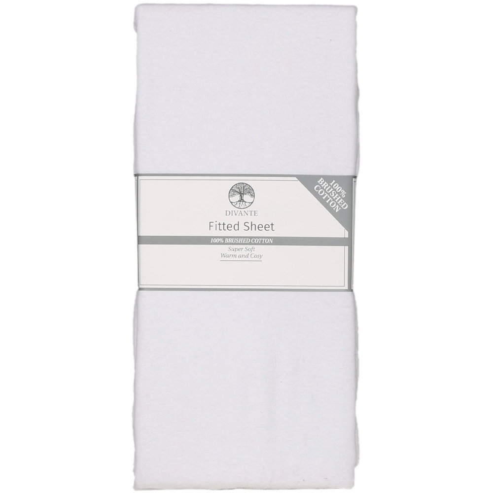 Divante Double White Brushed Cotton Fitted Sheet Price Comparisons | Compare The Build