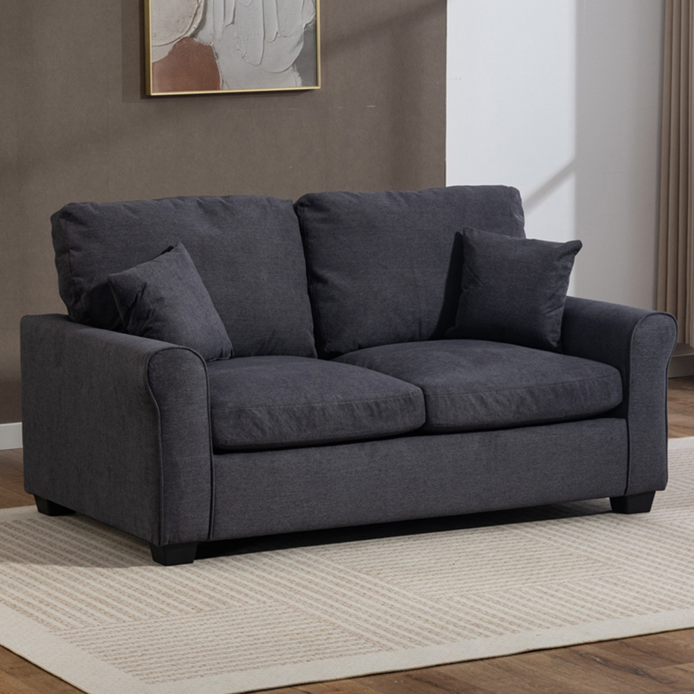 Artemis Home Lewiston 2 Seater Charcoal Grey Fabric Sofa Bed | Homebase