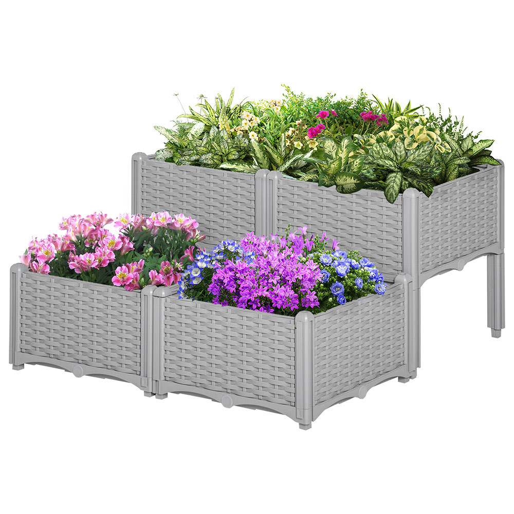 Outsunny Set of 4 Garden Bed Grey Price Comparisons | Compare The Build