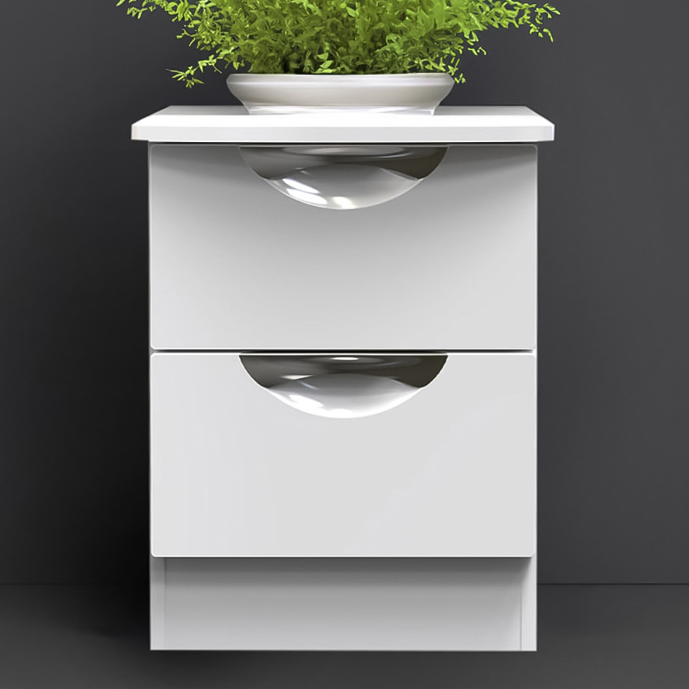 Crowndale Camden 2 Drawer White Gloss Bedside Table Price Comparisons | Compare The Build