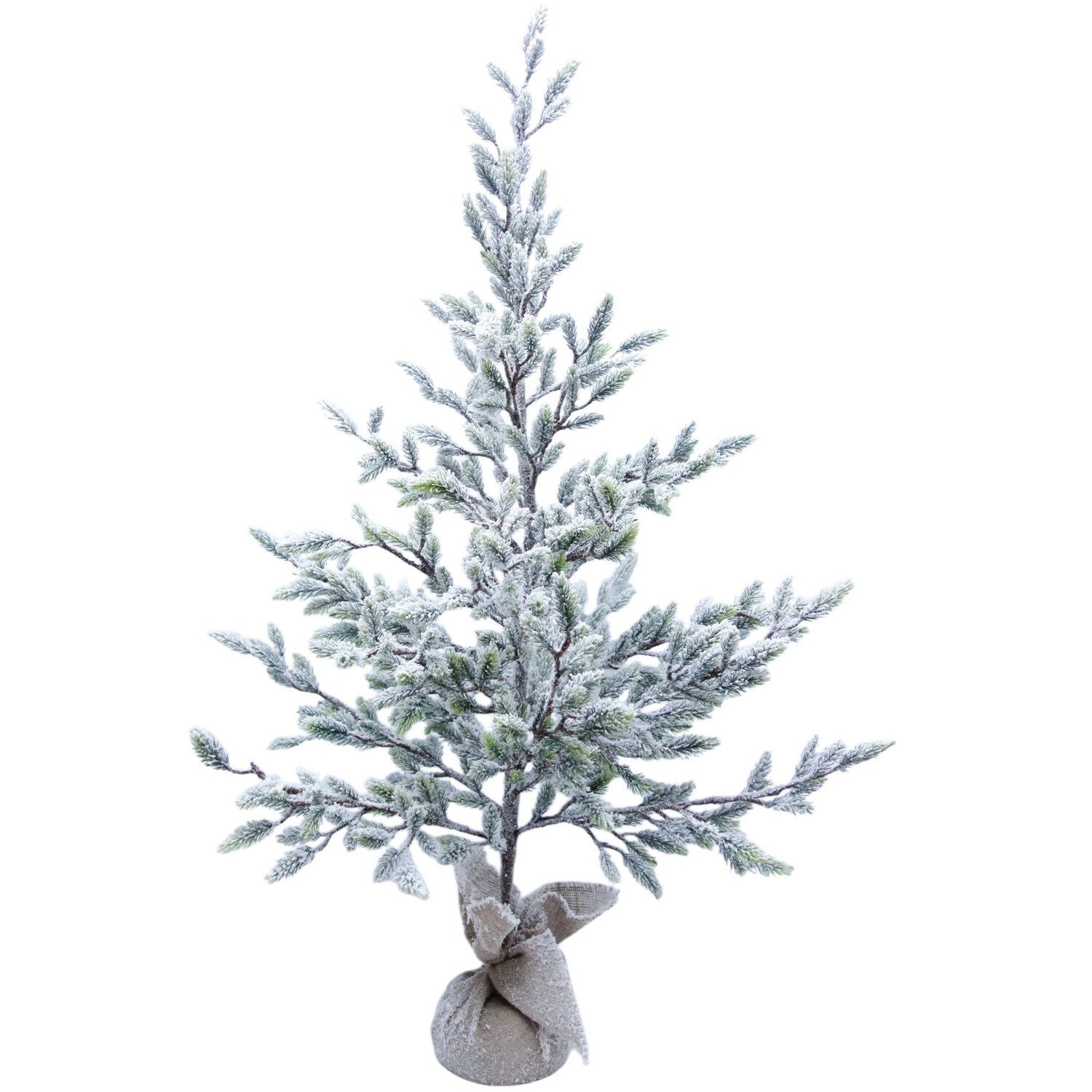 Frosted Tree with Rattan BaseWhite and Grey | Homebase