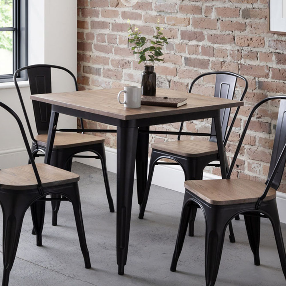 Julian Bowen Grafton 4 Seater Square Dining Table Mocha Elm and Black ...