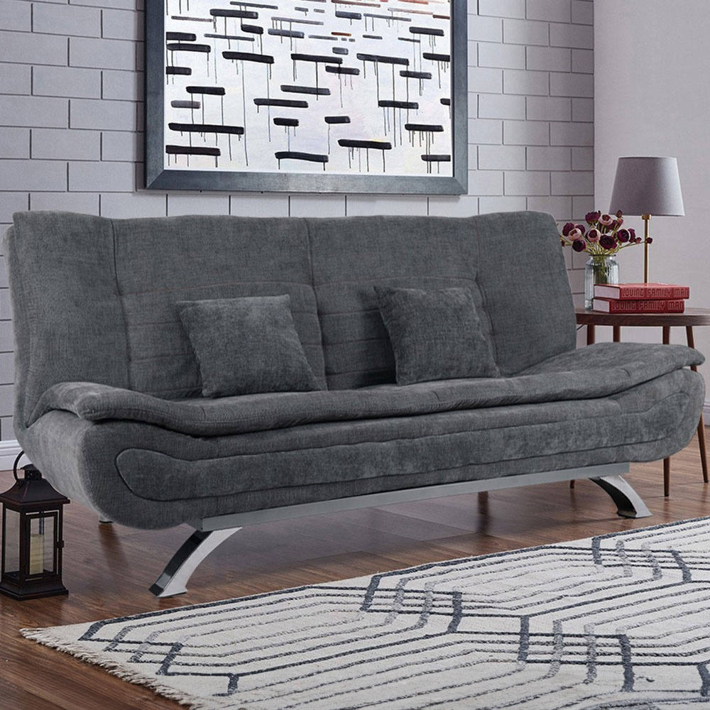 Living and Home 2 Seater Grey Linen Fabric Sofa Bed | Homebase