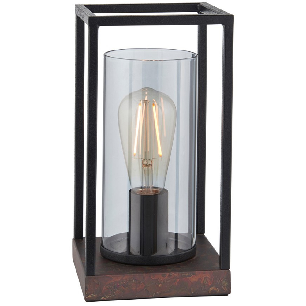 Merano Pescasseroli Black and Bronze Patina Grey Tinted Glass Table Lamp Price Comparisons | Compare The Build