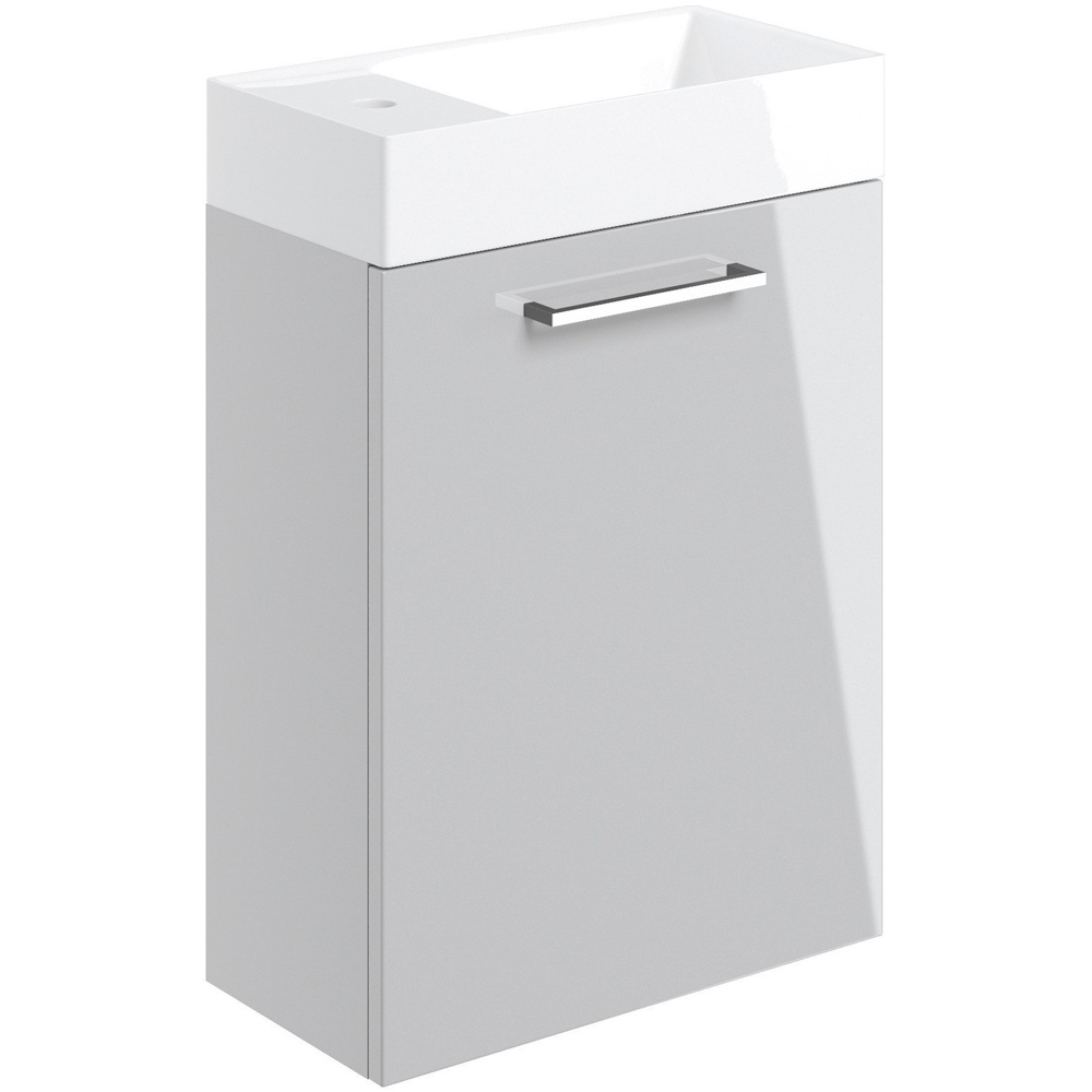 Homebase Basins Bathstore Milford Single Door Grey Wall Hung Basin Unit 410mm | Homebase
