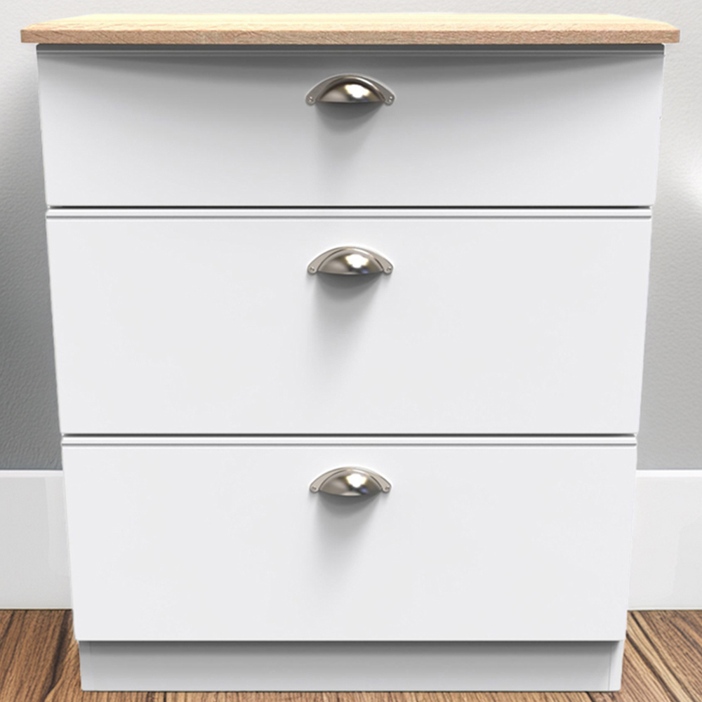 Crowndale Victoria White Ash and Oak 3 Drawer Deep Chest of Drawers Price Comparisons | Compare The Build