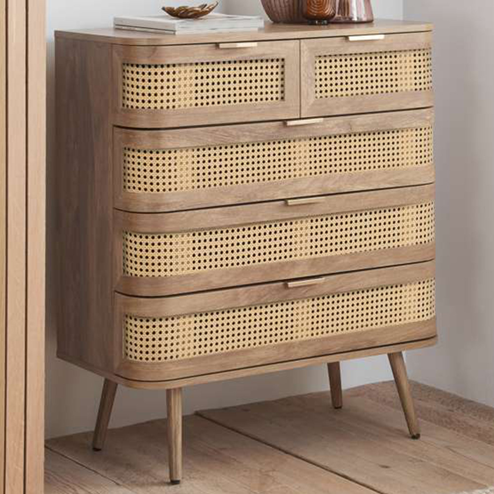 Birlea Noah 5 Drawer Rattan Effect Chest of Drawers Price Comparisons | Compare The Build