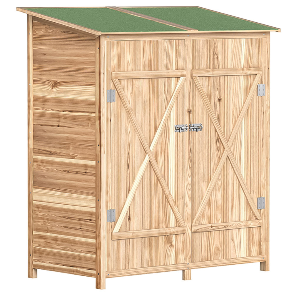 Outsunny 4.7 x 3.9 x 2.1ft Natural Tool Storage Shed with Table | Homebase
