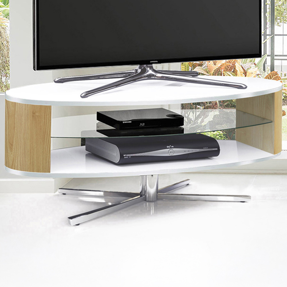 MDA Designs Orbit 2 Shelf White and Oak TV Unit Price Comparisons | Compare The Build