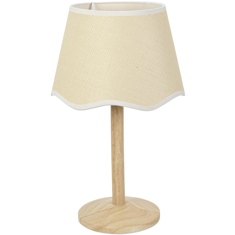 ValueLights Triston Scallop White Edge Shade Natural Light Wood Stem LED Table Lamp Price Comparisons | Compare The Build