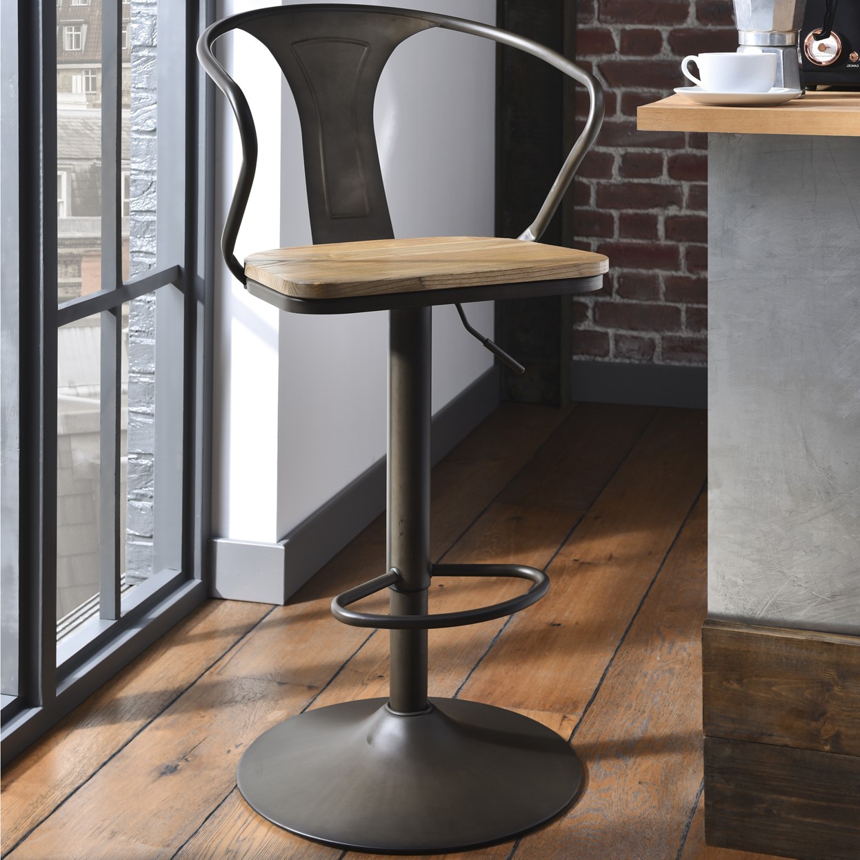 Dark Brown Industrial Iron Bar Chair Price Comparisons | Compare The Build