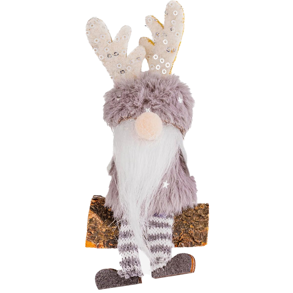 Marco Paul Silver Gonk on Wooden Seat 16cm | Homebase