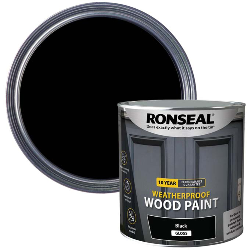 Ronseal 2 in 1 10 Year Weatherproof Black Gloss Primer Wood Paint 2.5L Price Comparisons | Compare The Build