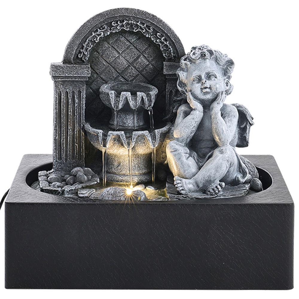 Living and Home Cherub Tabletop Resin Water Feature with Light Price Comparisons | Compare The Build
