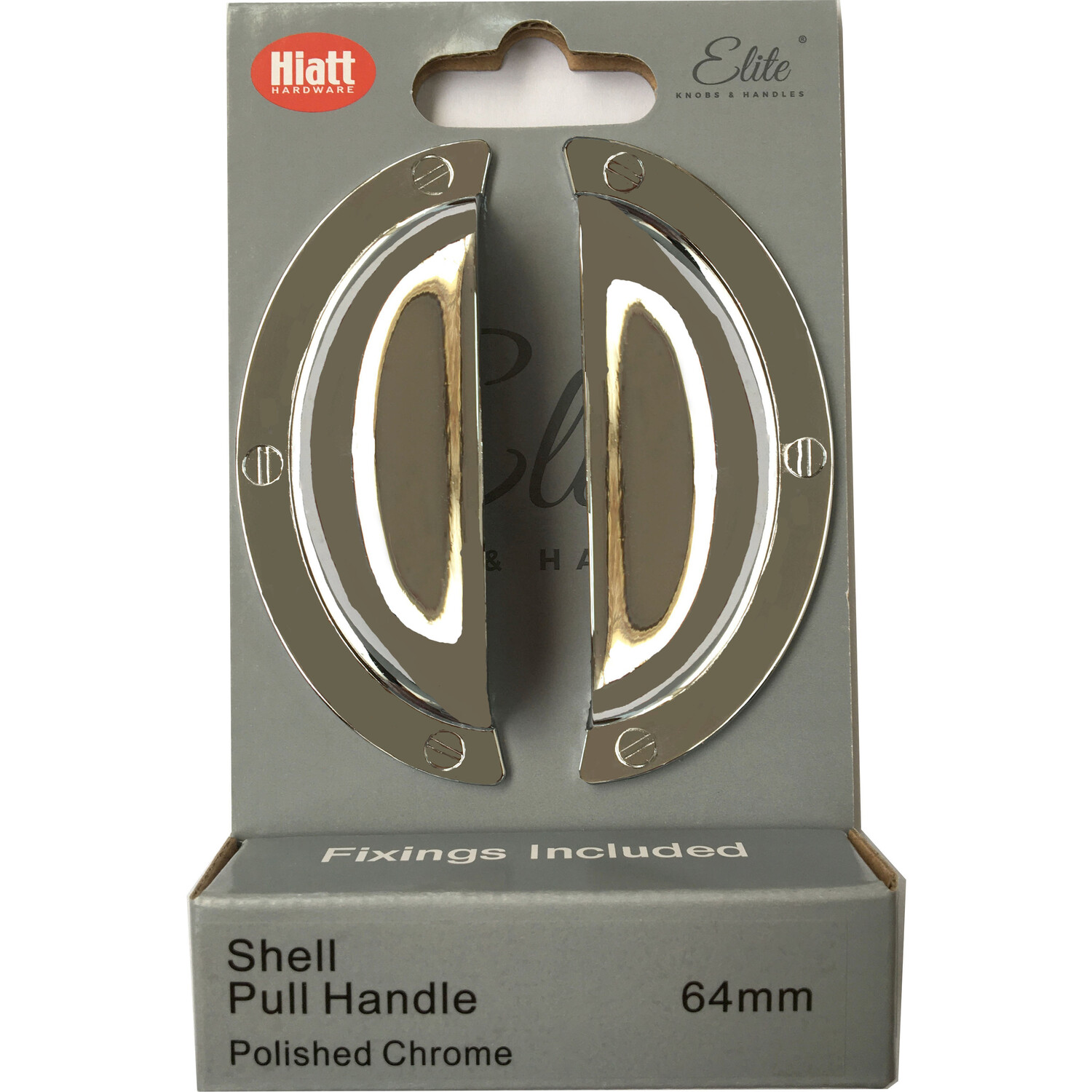 Pack of 2 Shell Cup Cabinet Pull Handles Polished Chrome | Homebase