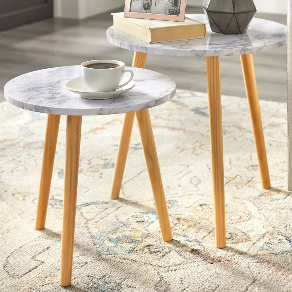 Harlow White Marble Effect Top Nest of Tables Set of 2 Price Comparisons | Compare The Build
