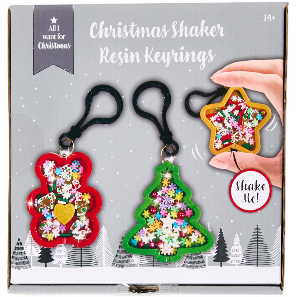 Square Christmas Key Rings Christmas Shaken Resin Keyrings Kit | Homebase