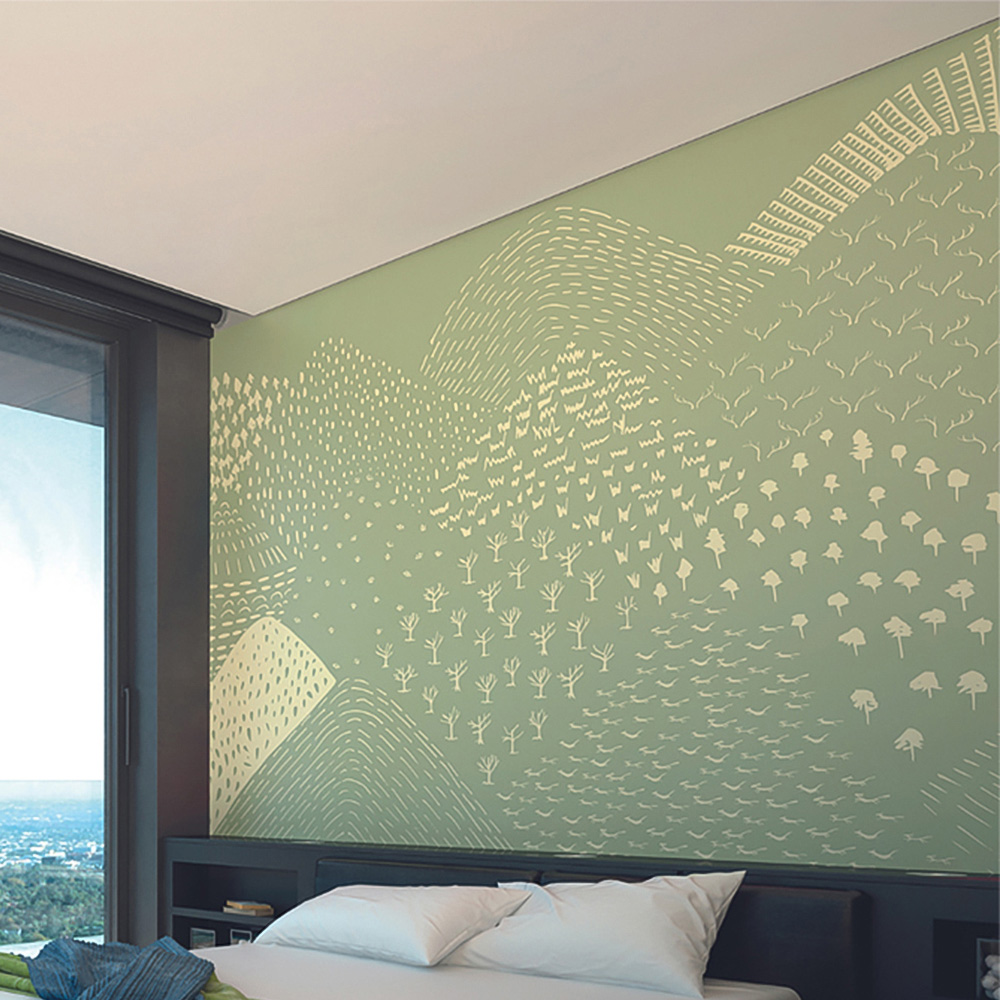 Origin Murals Abstract Fields Green Wall Mural | Homebase