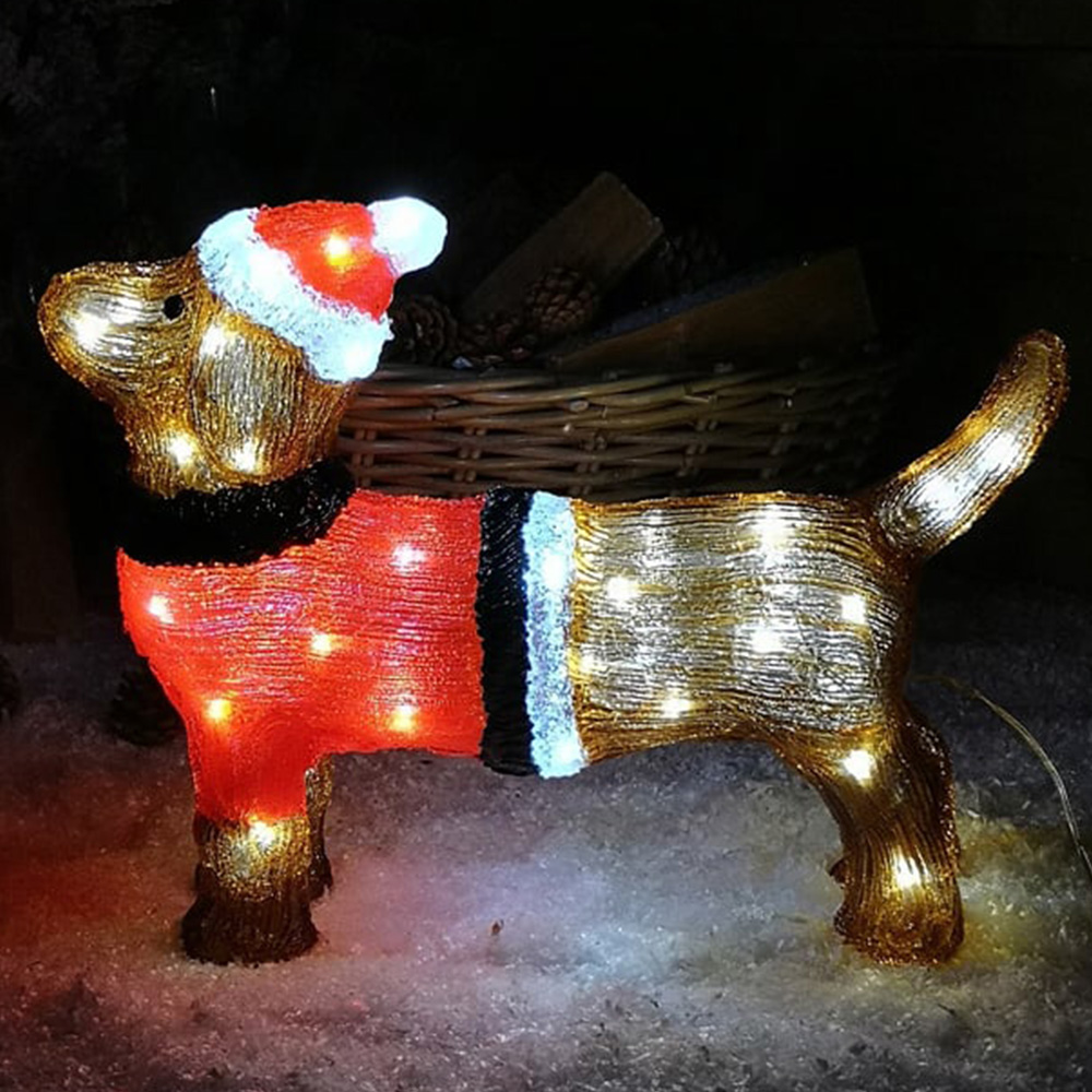 Samuel Alexander Ice White LEDs Acrylic Dachshund Christmas Decoration ...