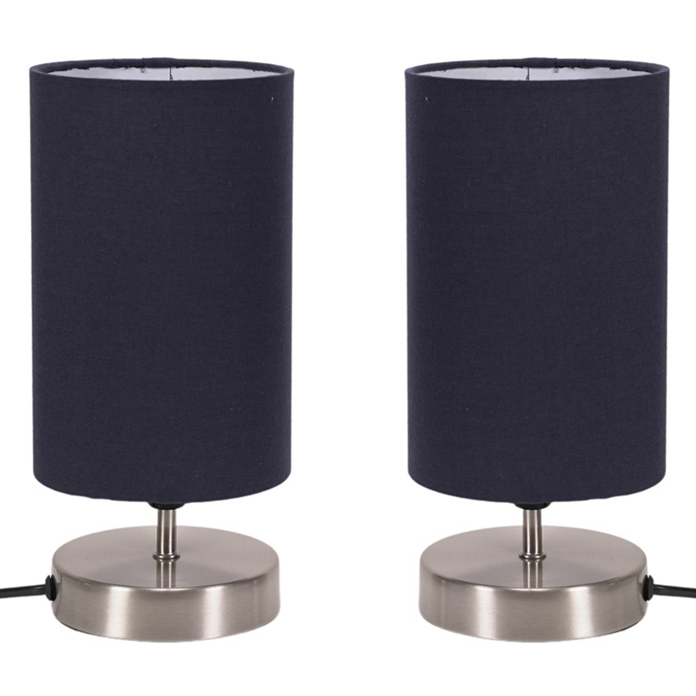 ValueLights Francis 2 Pack Brushed Chrome and Navy Shade Dimmable Touch LED Table Lamp Price Comparisons | Compare The Build