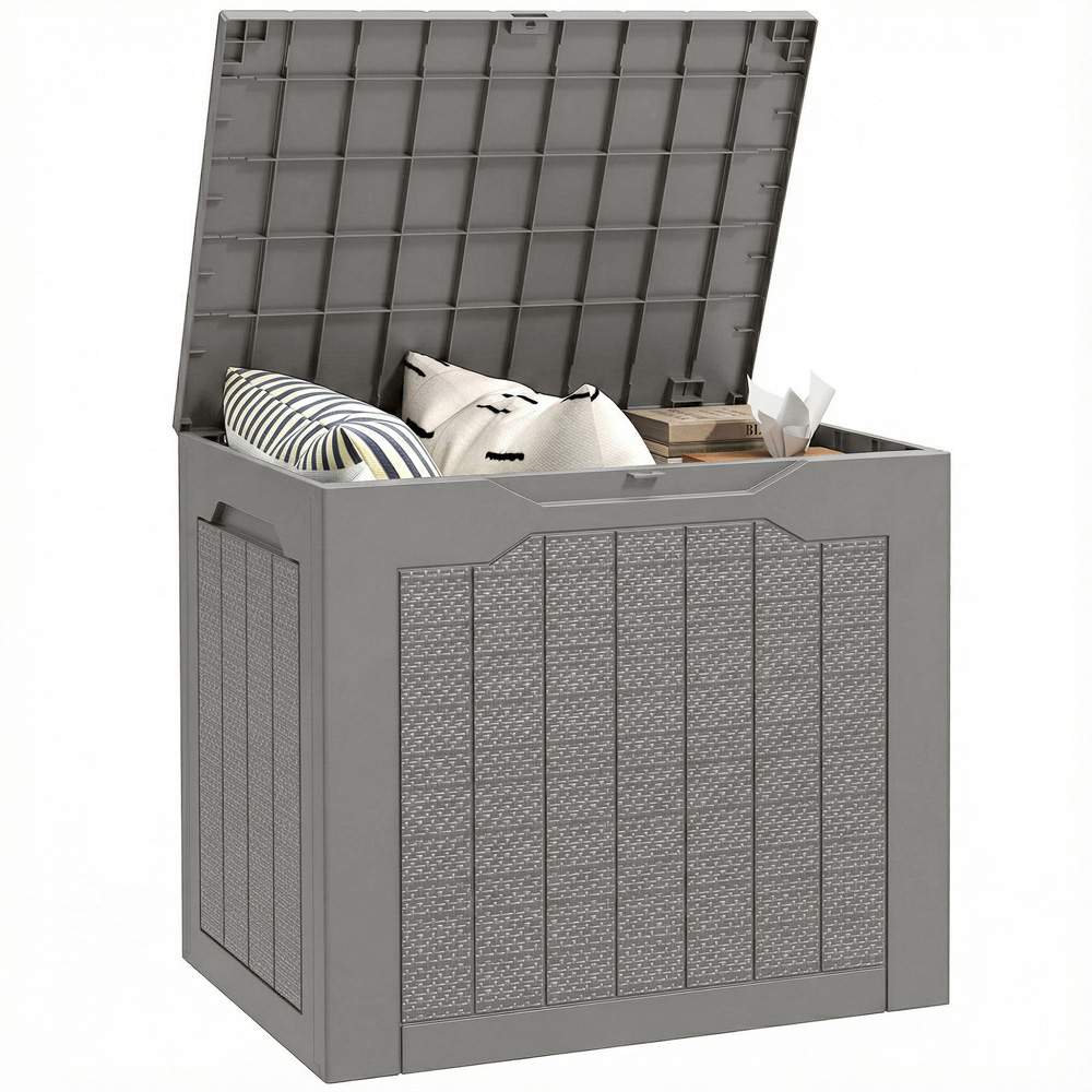 Parkside Storage Box Outsunny 93L Khaki Plastic Garden Storage Box | Homebase