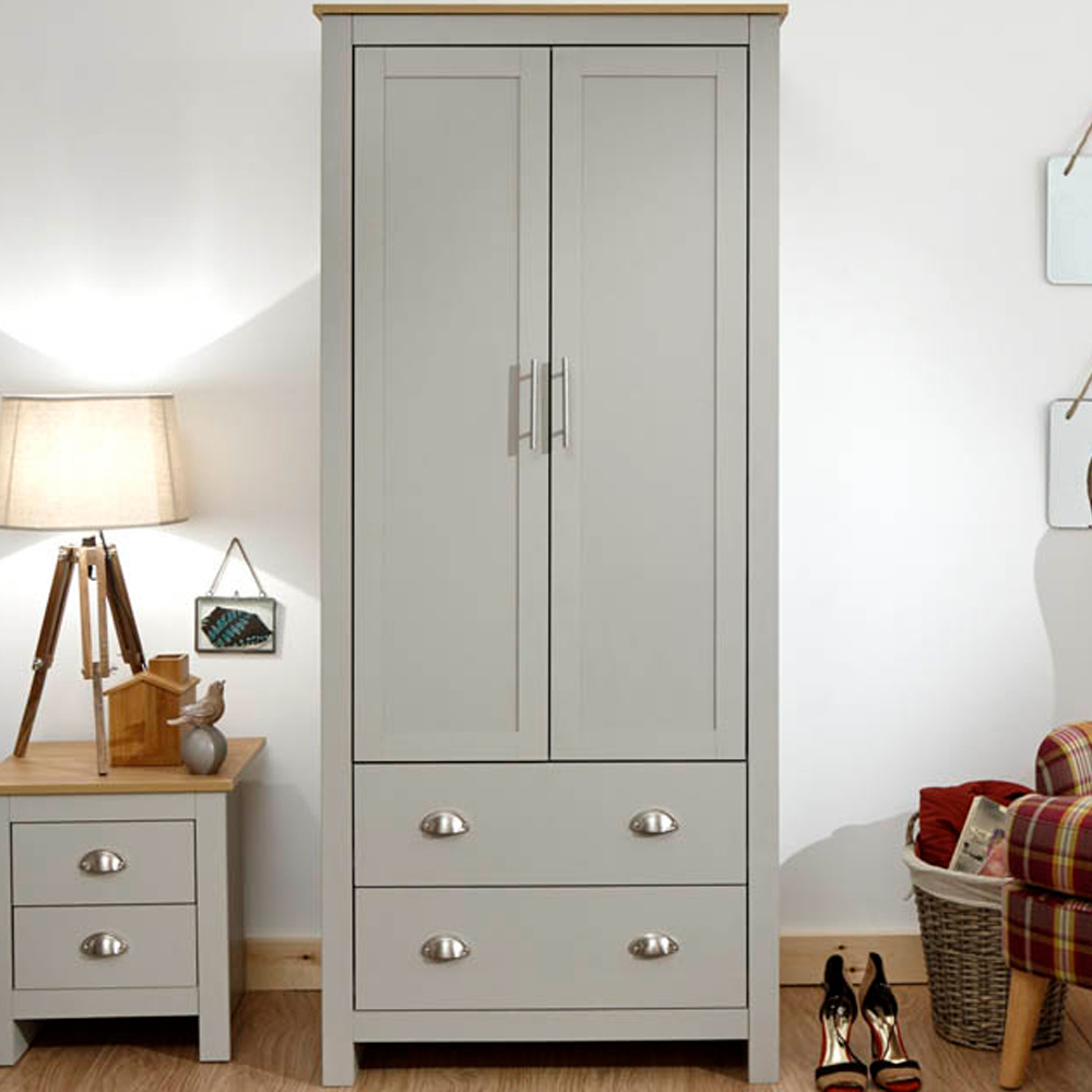GFW Lancaster 2 Door 2 Drawer Grey Wardrobe Price Comparisons | Compare The Build