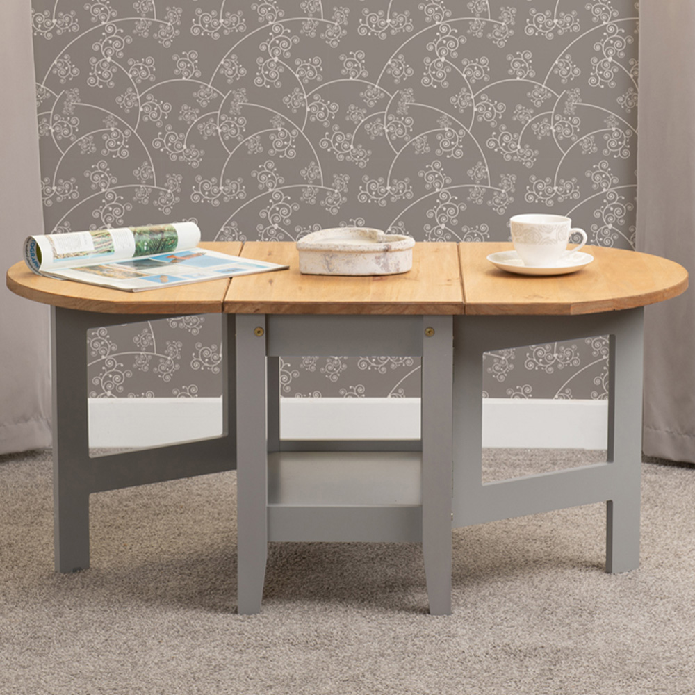 Seconique Santos Single Shelf Drop Leaf Grey Distressed Waxed Pine Coffee Table Price Comparisons | Compare The Build