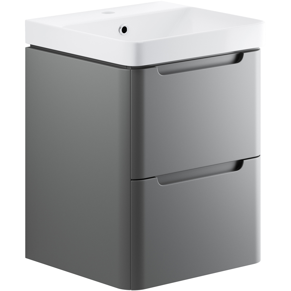Homebase Basins Bathstore Amalfi 2 Drawer Grey Wall Hung Cloakroom Basin Unit | Homebase