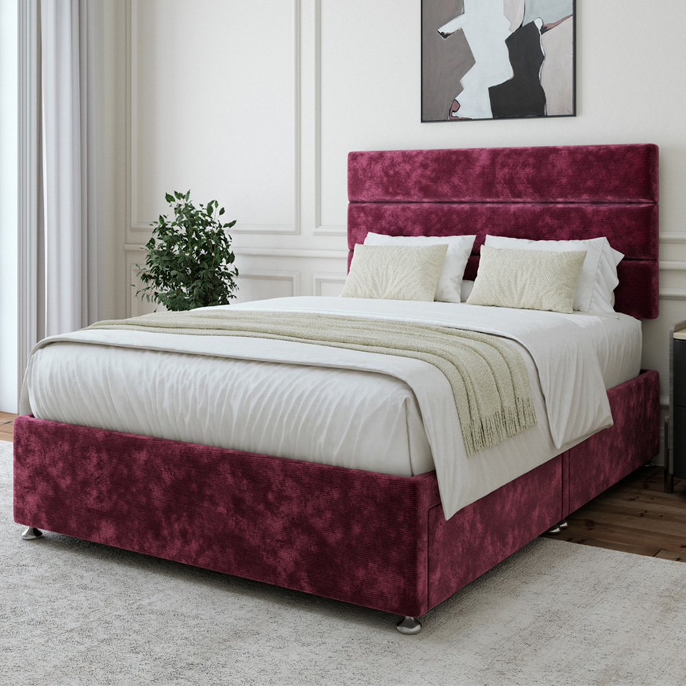 Bedmaster Super King Aubergine Chenille 2 Drawer Divan Base with Milan Headboard Price Comparisons | Compare The Build