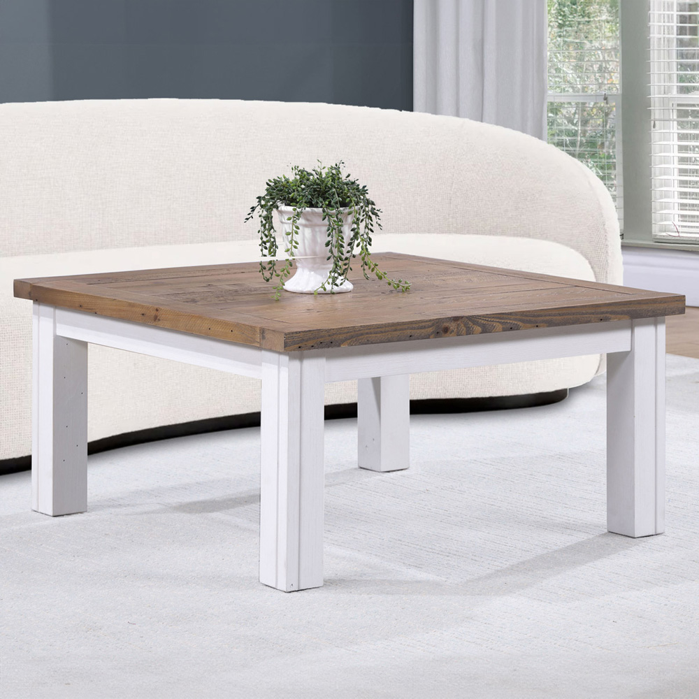 Baumhaus Splash of White Low Square Coffee Table | Homebase