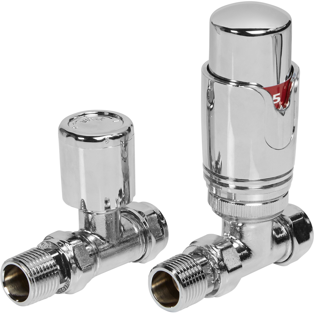 Towelrads Chrome Straight TRV and Lockshield Set 15mm x 1/2inch Price Comparisons | Compare The Build