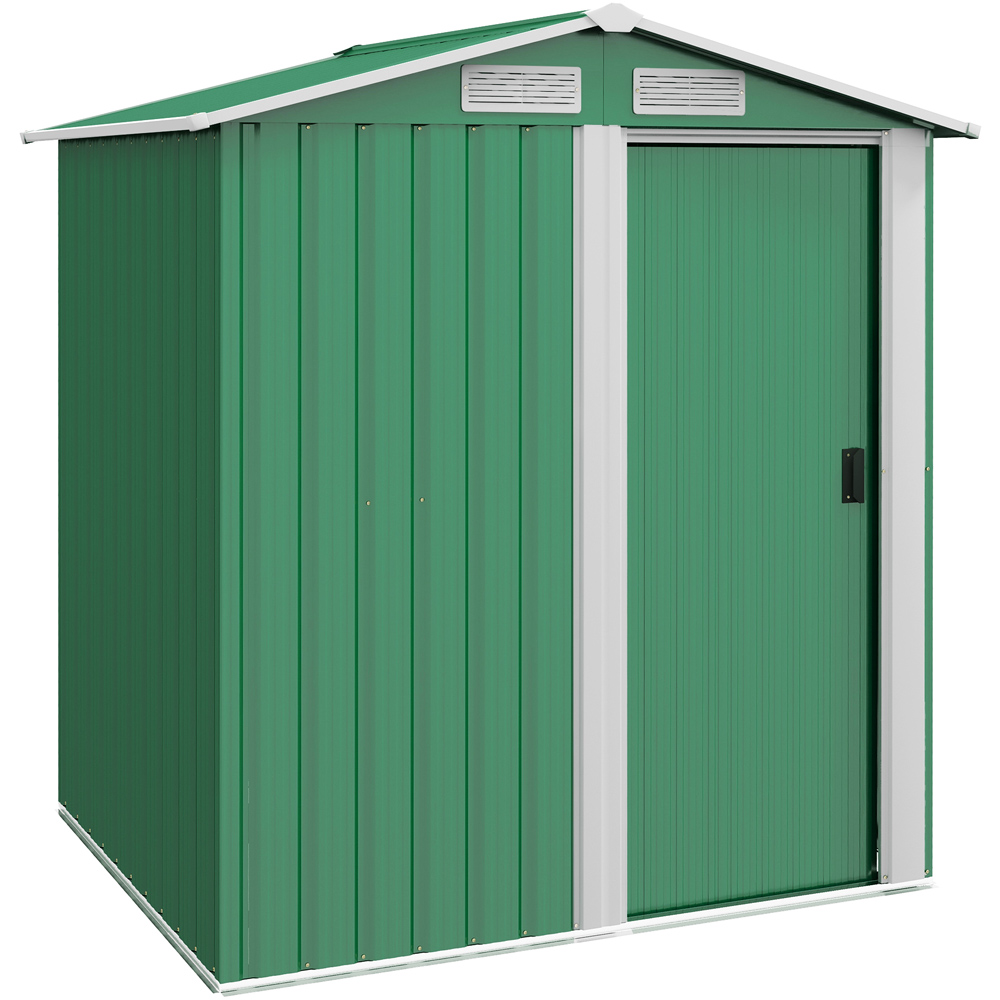 Outsunny 4.6 x 3.9ft Green Metal Garden Shed with Sloped Roof Price Comparisons | Compare The Build