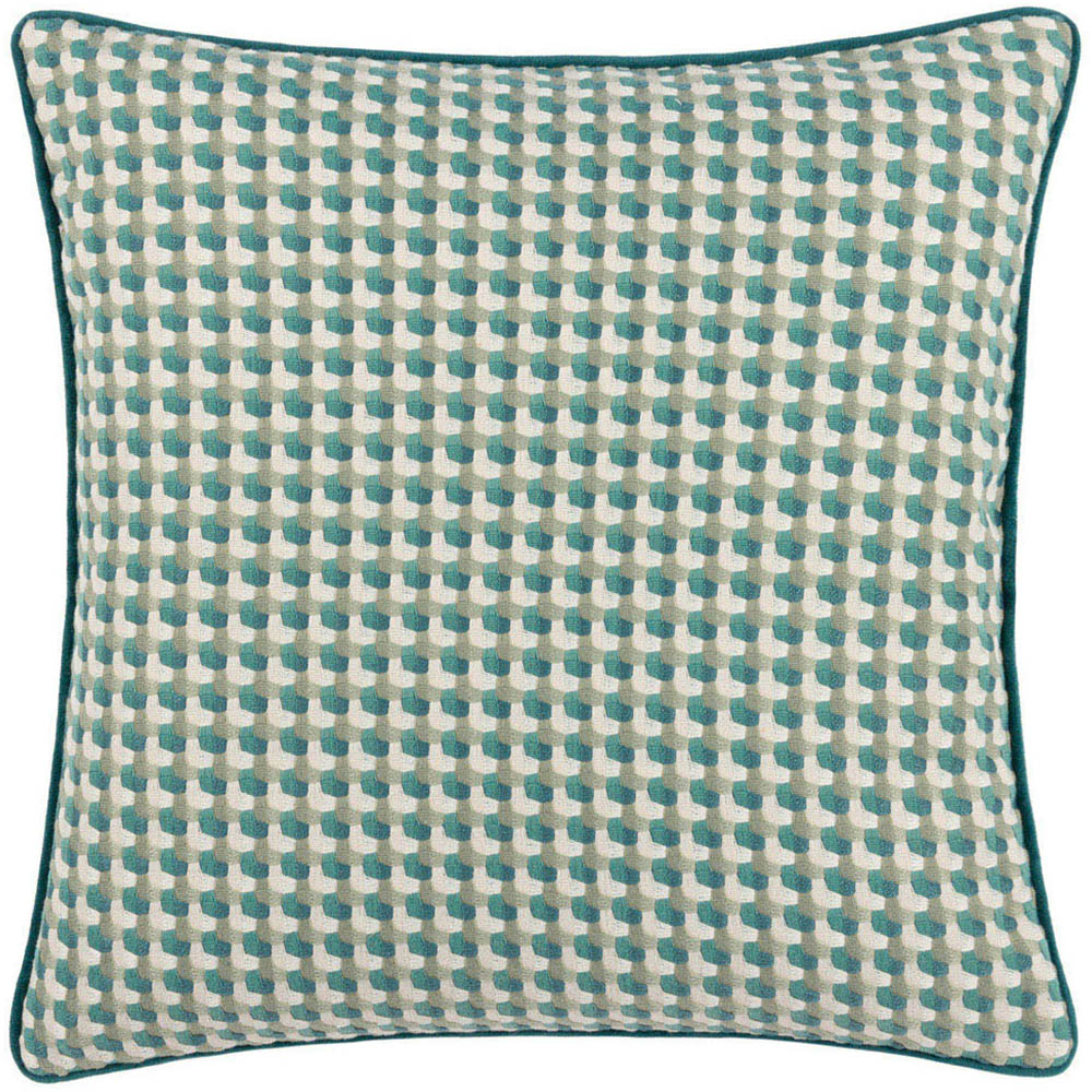 furn. Marttel Teal Geometric Jacquard Cushion Price Comparisons | Compare The Build