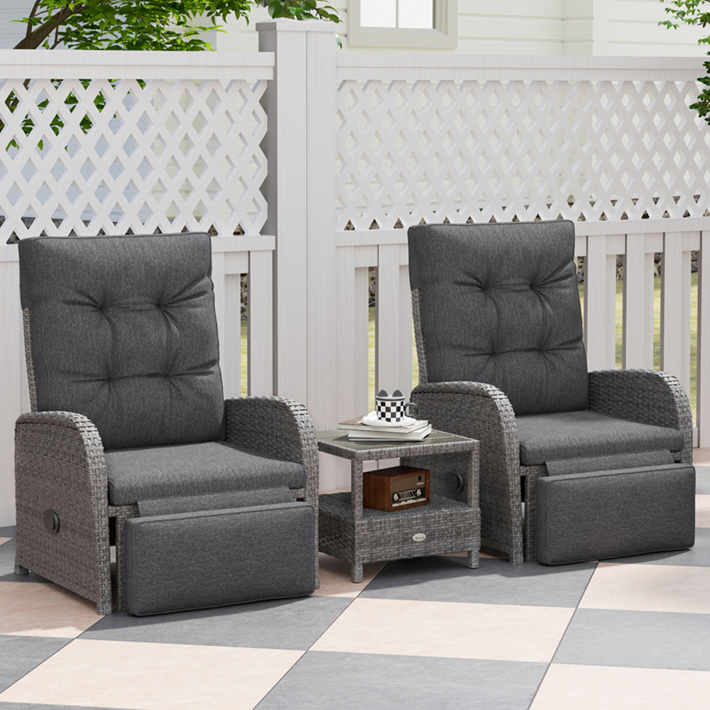 Outsunny Grey 2 Seater PE Rattan Bistro Set with Cushion Price Comparisons | Compare The Build